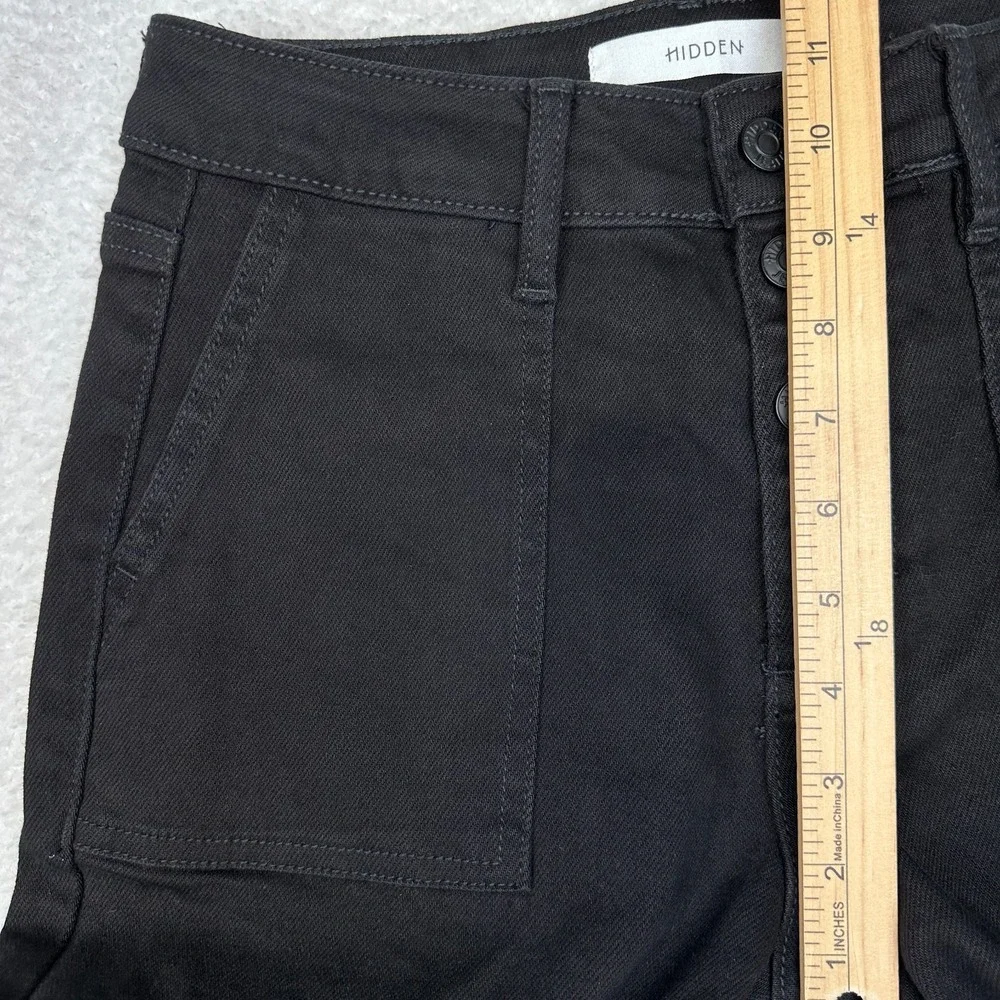 Hidden High Rise‎ Straight Ankle Raw Hem Black Jeans Women's 27